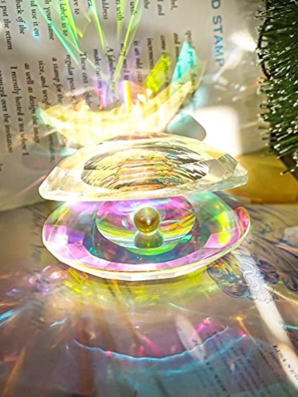 Colorful Crystal Seashell Figurine Collectible Glass Shell